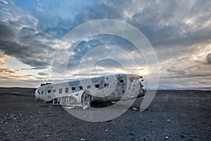 Dakota plane wreck on the wreck beach in Vik, Iceland