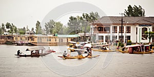 Dal Lake Jammu Kashmir, India May 2018 - Dal lake called Srinagar`s Jewel for tourism recreation center. It is a wetland floating