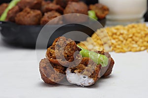 Dal vada or Dal pakoda or Bhajiya is streetfood of India