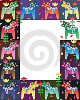 Dala horse colorful frame