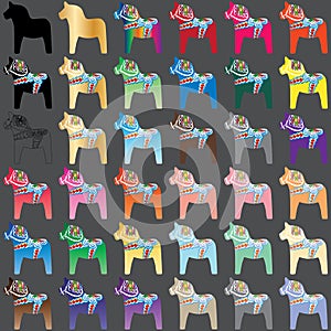 Dala horse colorful set photo