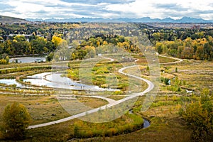 Dale Hodges Park and storm retention ponds during fall colours