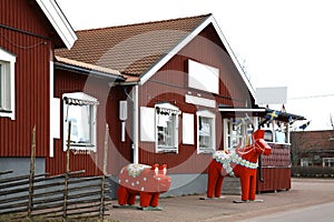 Dalecarlian (Dala) horse in Nusnas. Dalarna county. Sweden