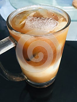 Dalgona coffe with icetube