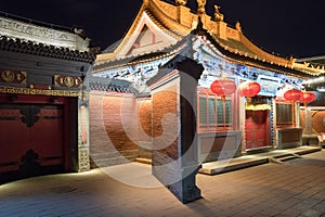 Dazhou lamasery Temple, by night illuminated Hohhot China gate