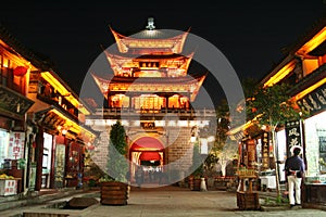 Dali Old City Gate At Night