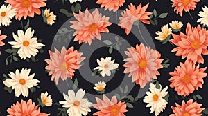 Dalia flower pattern in different colors photo