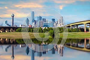 Dallas city downtown skyline cityscape of Texas USA