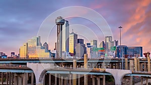 Dallas city downtown skyline cityscape of Texas USA