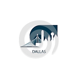 Dallas city skyline silhouette vector logo illustration