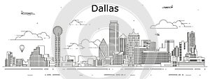 Dallas cityscape line art vector illustration