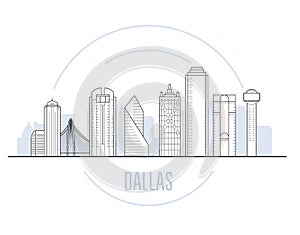 Dallas cityscape with main landmarks of Dallas, Texas - skyline