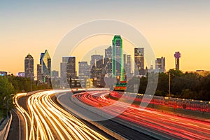 Dallas downtown skyline at twilight, Texas