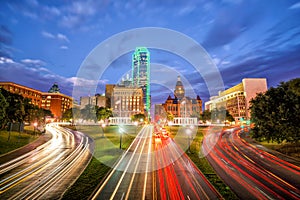 Dallas downtown skyline at twilight, Texas