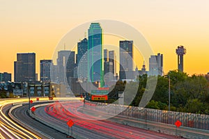 Dallas downtown skyline at twilight, Texas