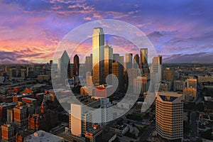 Dallas downtown view shot from reunion tower