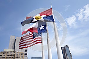 Dallas flags flying on flagpoles