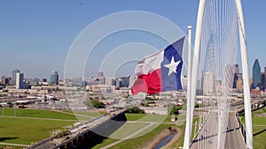 Dallas, Margaret Hunt Hill Bridge, Aerial View, Downtown, Texas