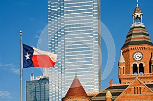 Dallas museum and Texas flag