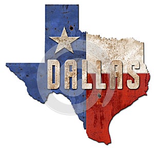 Dallas Sign Grunge Texas Flag Lone Star Metal