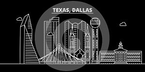 Dallas silhouette skyline. USA - Dallas vector city, american linear architecture, buildings. Dallas travel illustration