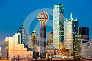 Dallas skyline at sunset