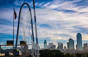 Dallas Texas downtown Metropolis Skyline Cityscape Margaret Hunt Hill Bridge