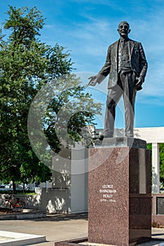 Dallas, Texas - May 7, 2018: George Bannerman Dealey Monument in Dealey Plaza, Dallas, Texas