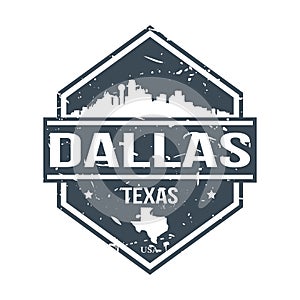 Dallas Texas Travel Stamp Icon Skyline City Design Badge. Seal Passport Vector.