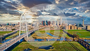 Dallas Texas TX Downtown Drone Skyline Aerial