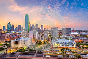 Dallas, Texas, USA skyline at dawn.