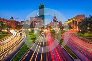 Dallas, Texas, USA skyline over Dealey Plaza