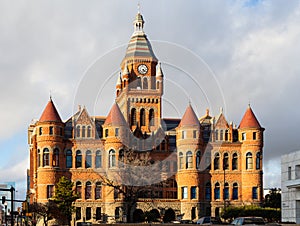 Dallas, TX, USA - December 22, 2013 : Old Red Courthouse at intersection of Houston and Commerce streets