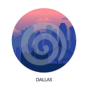 Dallas, USA famous city scape view background.