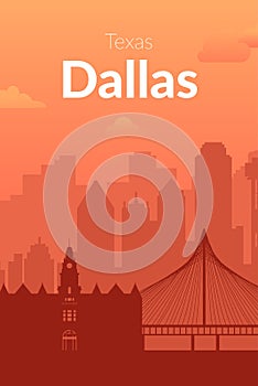 Dallas, USA famous city scape view background.