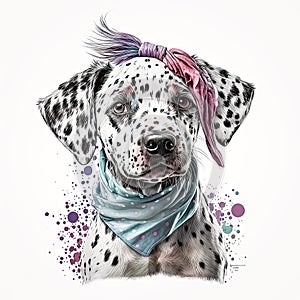 Pink Pastel Headband and Dalmatian Puppy: A Picture-Perfect Pair AI Generated