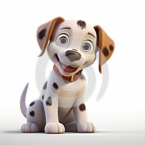 Dalmatian Cartoon Puppy 3d Pixar Style Dog Baby On White Background