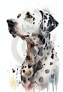 Dalmatian dog watercolour portrait painting