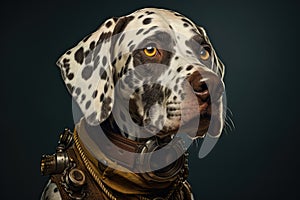 Dalmatian Dog Wearing Steampunk Collar