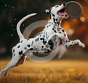 Dalmatian Leaping for Frisbee photo