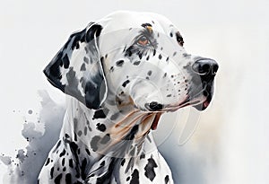 Dalmatian pet dog watercolour portrait painting