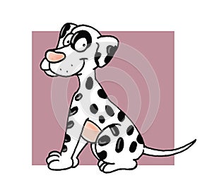 Dalmatian puppy dog wagging its tail Color illustration humorist button or icon for website photo