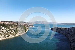 Dalmatien Landscape with mountains and Adriatic Sea.