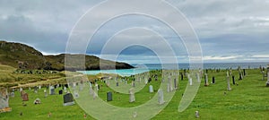 Dalmore beach from the cemetry, containing 18 war graves