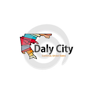Daly City California Colorful Geometric Creative Logo photo