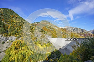 Dam of Baserca reservoir during Autumn in Spain