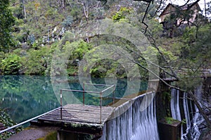 A dam on the Blue Lake in Blue Mountains in New South Wales, Australia