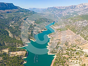 The dam built to generate energy on the Ermenek Stream in Mersin Mut district