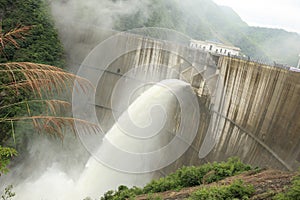 Dam discharge flood water