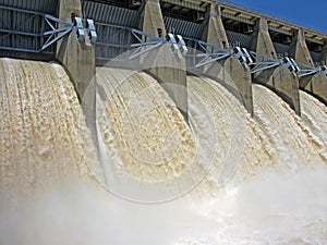 Dam floodgates open photo